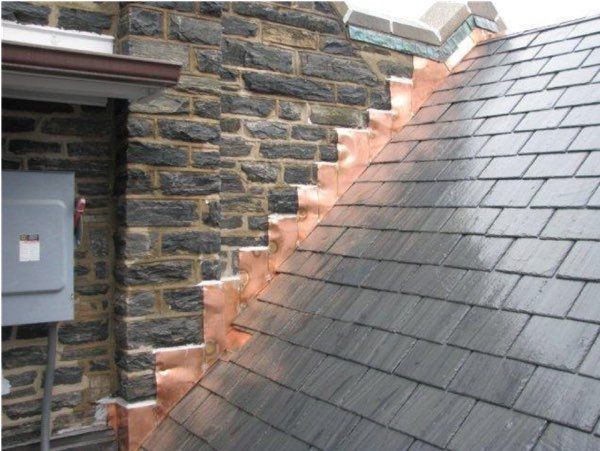 Copper Flashings on Slate Roof