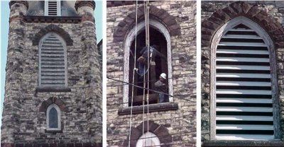 Lightning rods installed atop tower