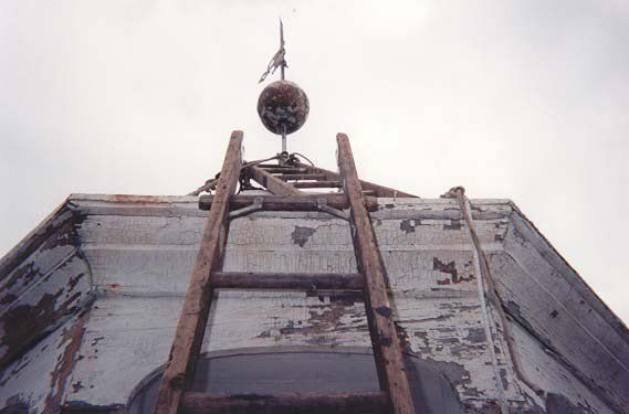 Lightning rods installed atop tower