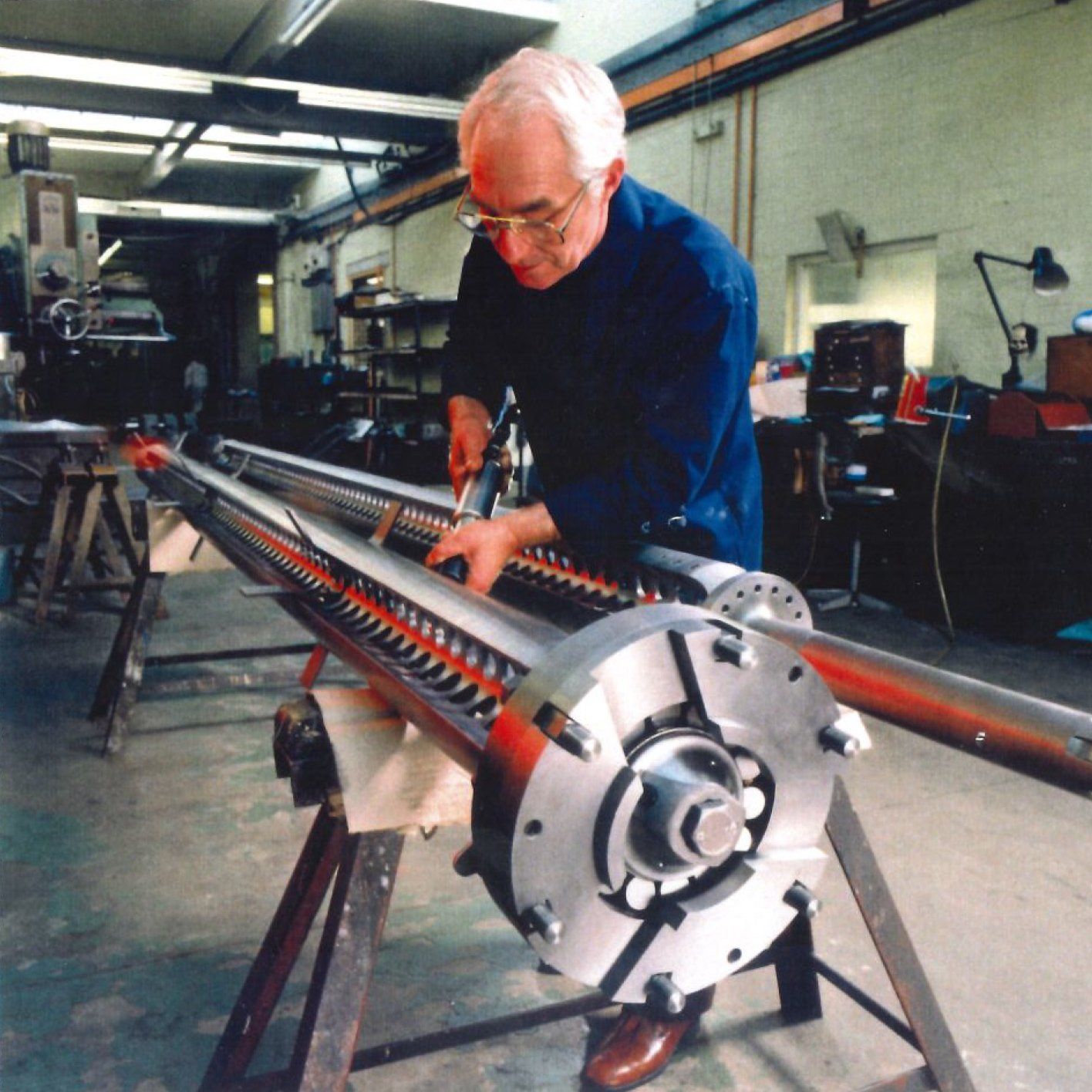 Engineer working on a stirrer shaft for low density polyethylene reactor