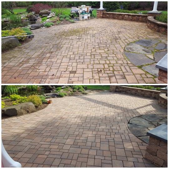 Before and After Photo of Cleaned Walkway — Results in East Windsor, NJ