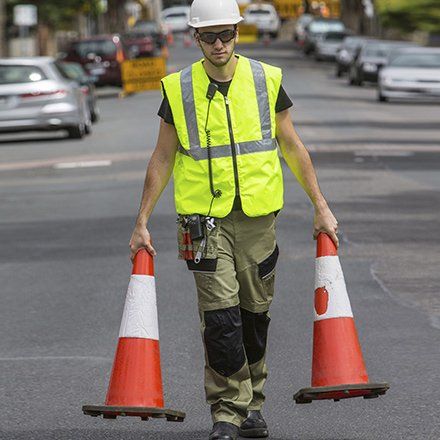 mildura traffic management road block sign board and parking cone