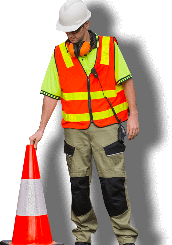 man positioning parking cones on the road mildura traffic management man positioning parking cones on the road