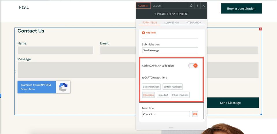 using recaptcha in forms