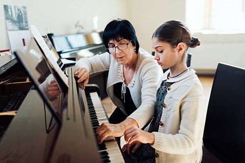 Piano training session in progress