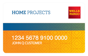 Wells Fargo Home Projects credit card with account number and customer name.