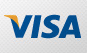 Visa logo: Blue text with a yellow and orange arc over the V.