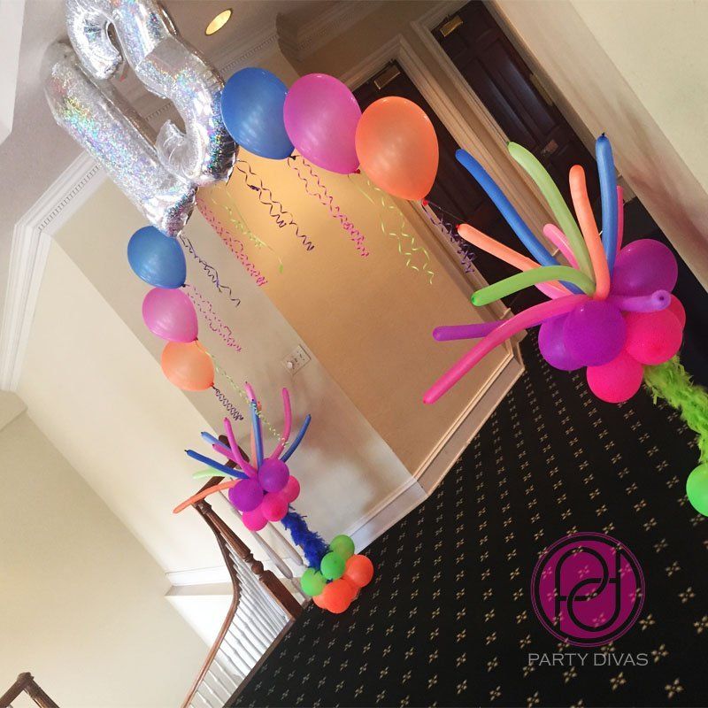 A multi color welcome archway with 
