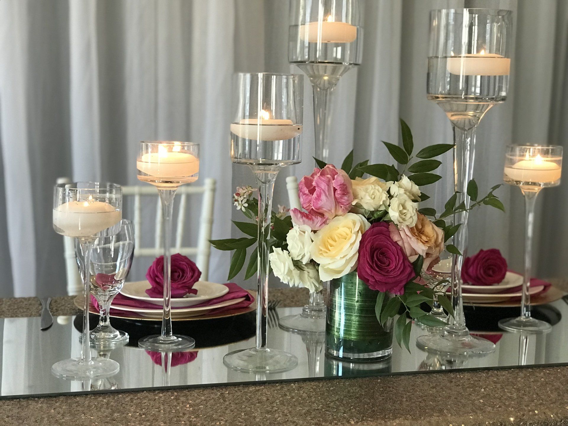 Custom designed centerpiece design with  floral arrangement 