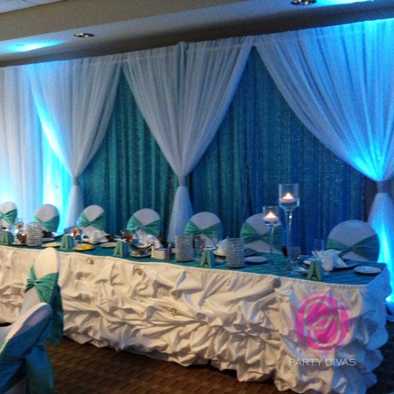 Elegant two layered draping design for a head table.