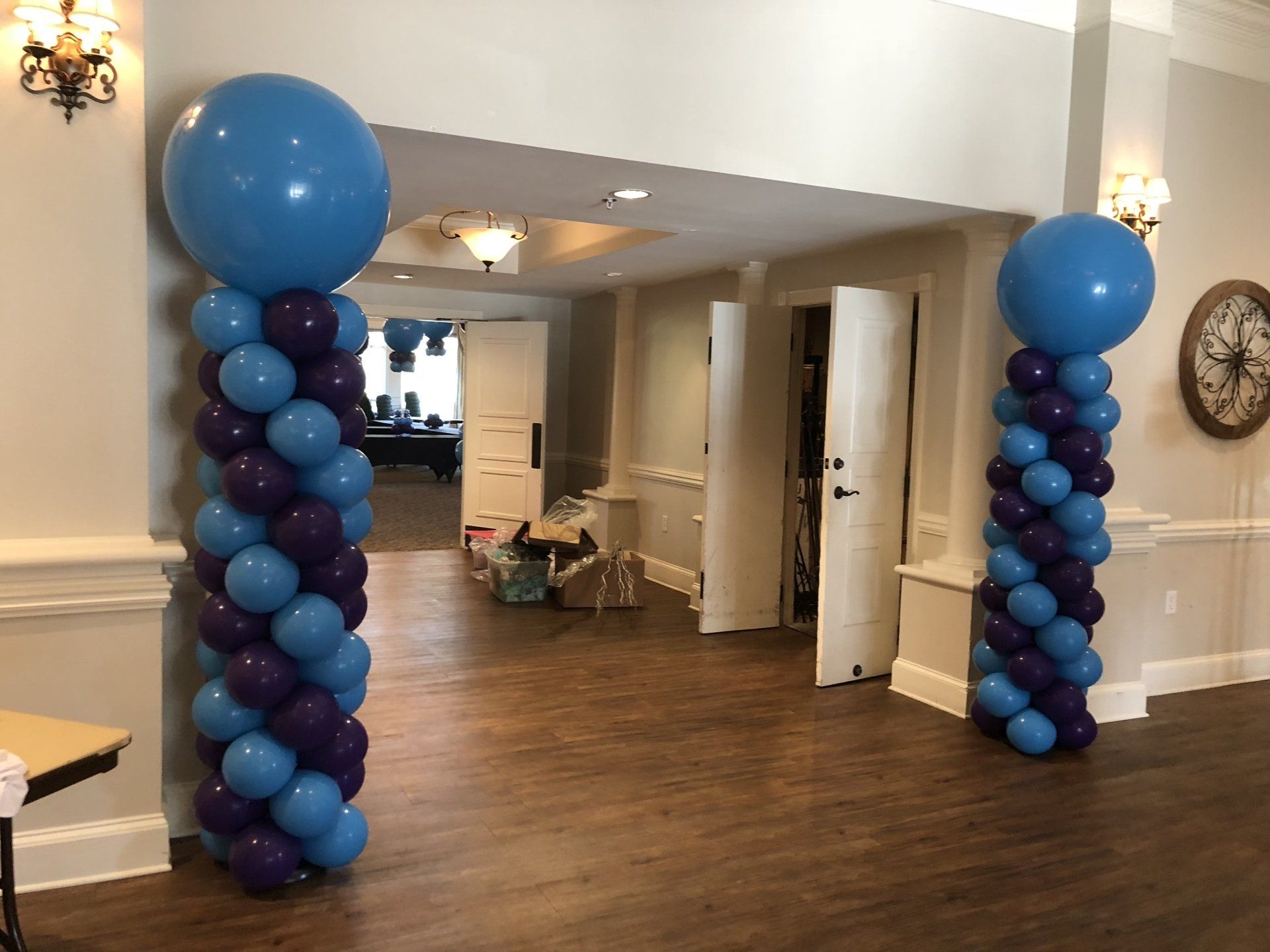 Columns welcoming guests to a party. 