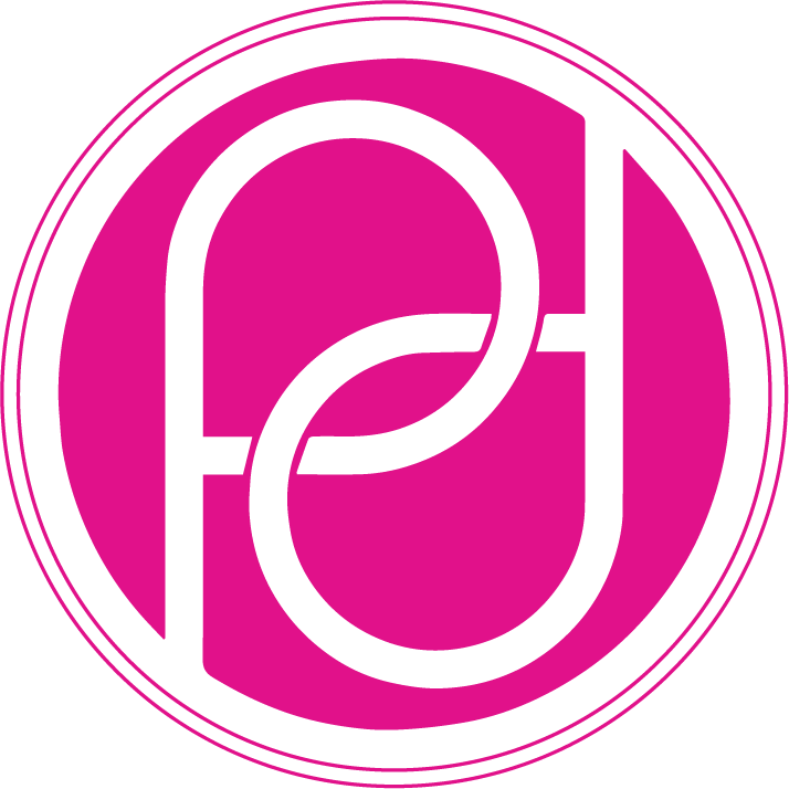 Party Divas pink circular logo on white background
