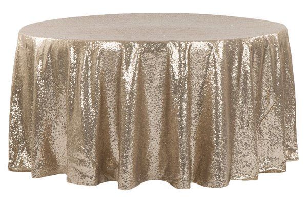 Gold sequin round tablecloth rental for weddings parties and luxury events