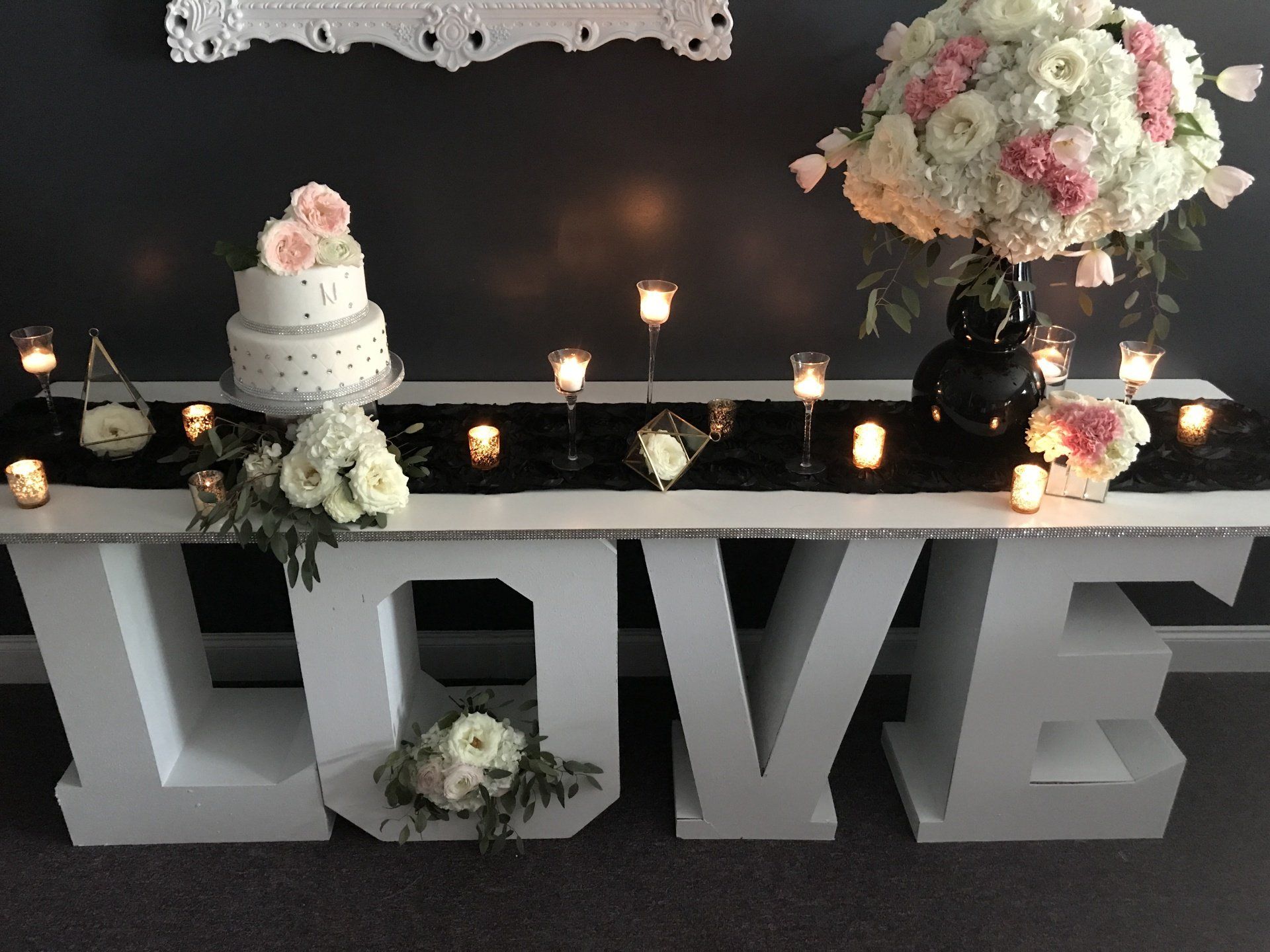 Wedding cake table display with 