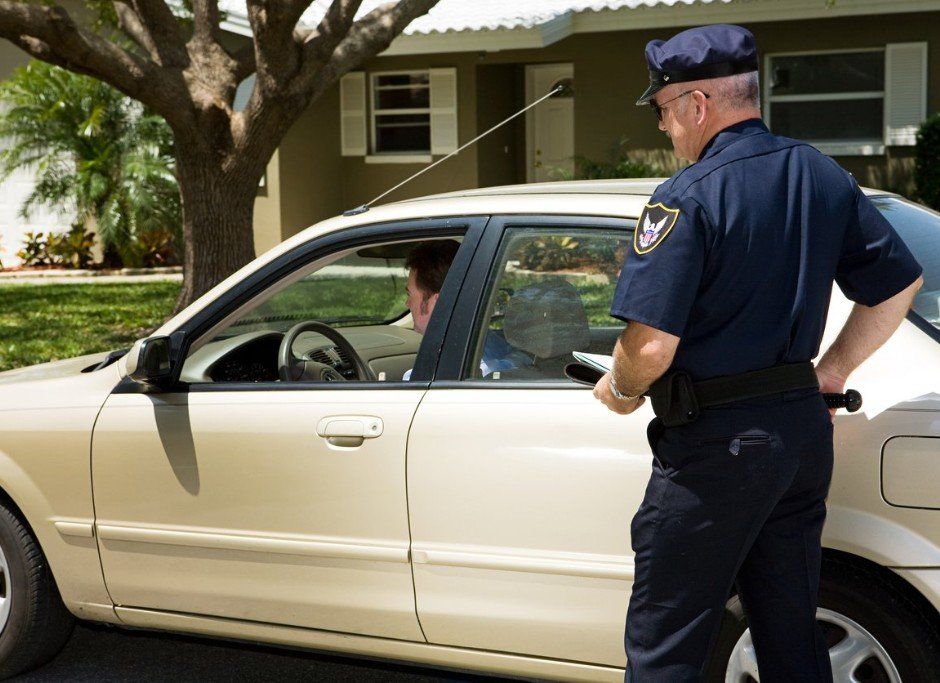 Police Officer Administering Traffic Ticket in Raeford, NC