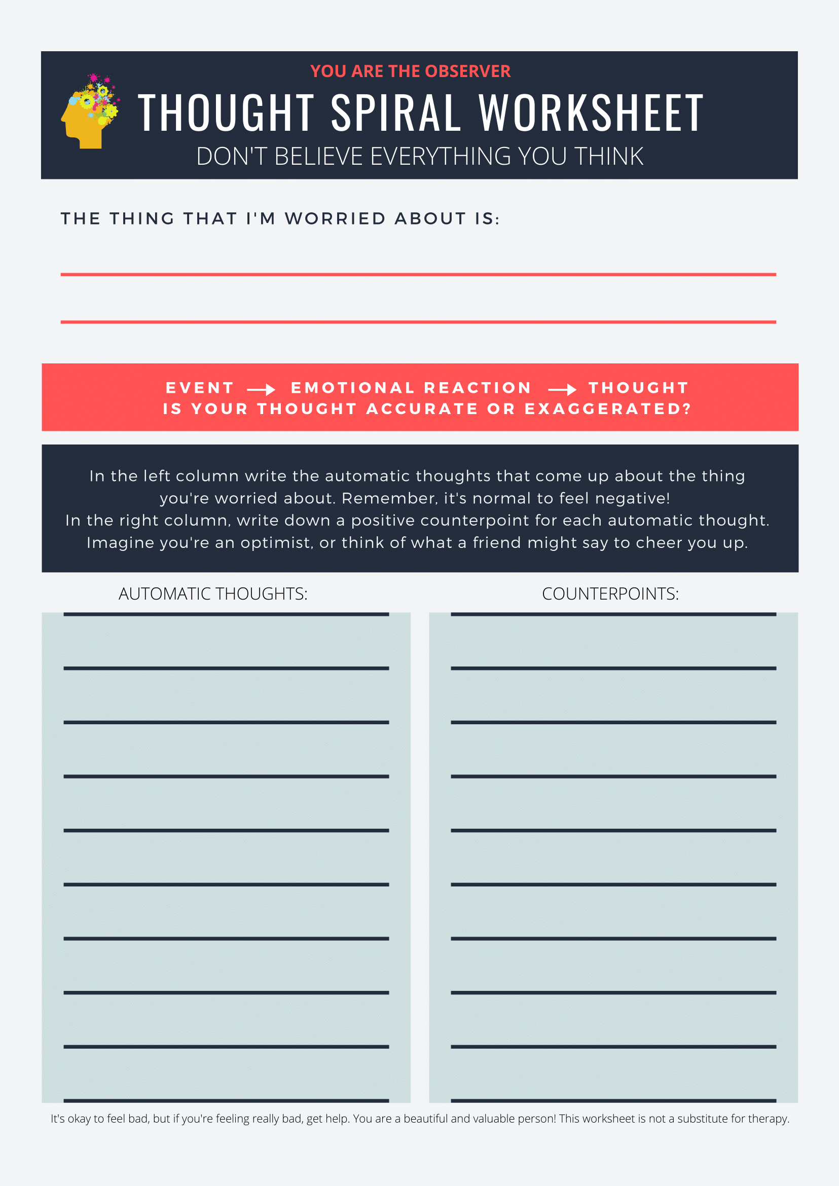 A thought spiral worksheet
