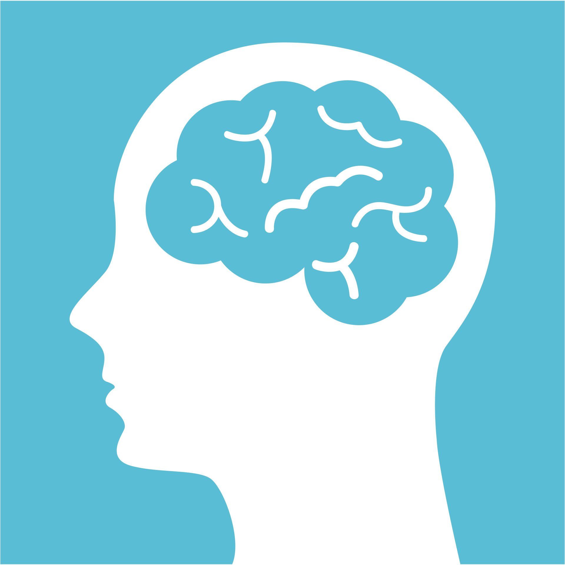 A silhouette of a person's head with a brain.