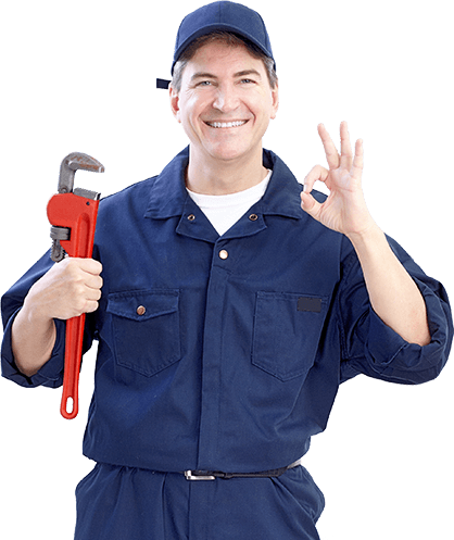 Montana plumbers man in Sunshine Plumbers uniform is holding a wrench and giving an ok sign