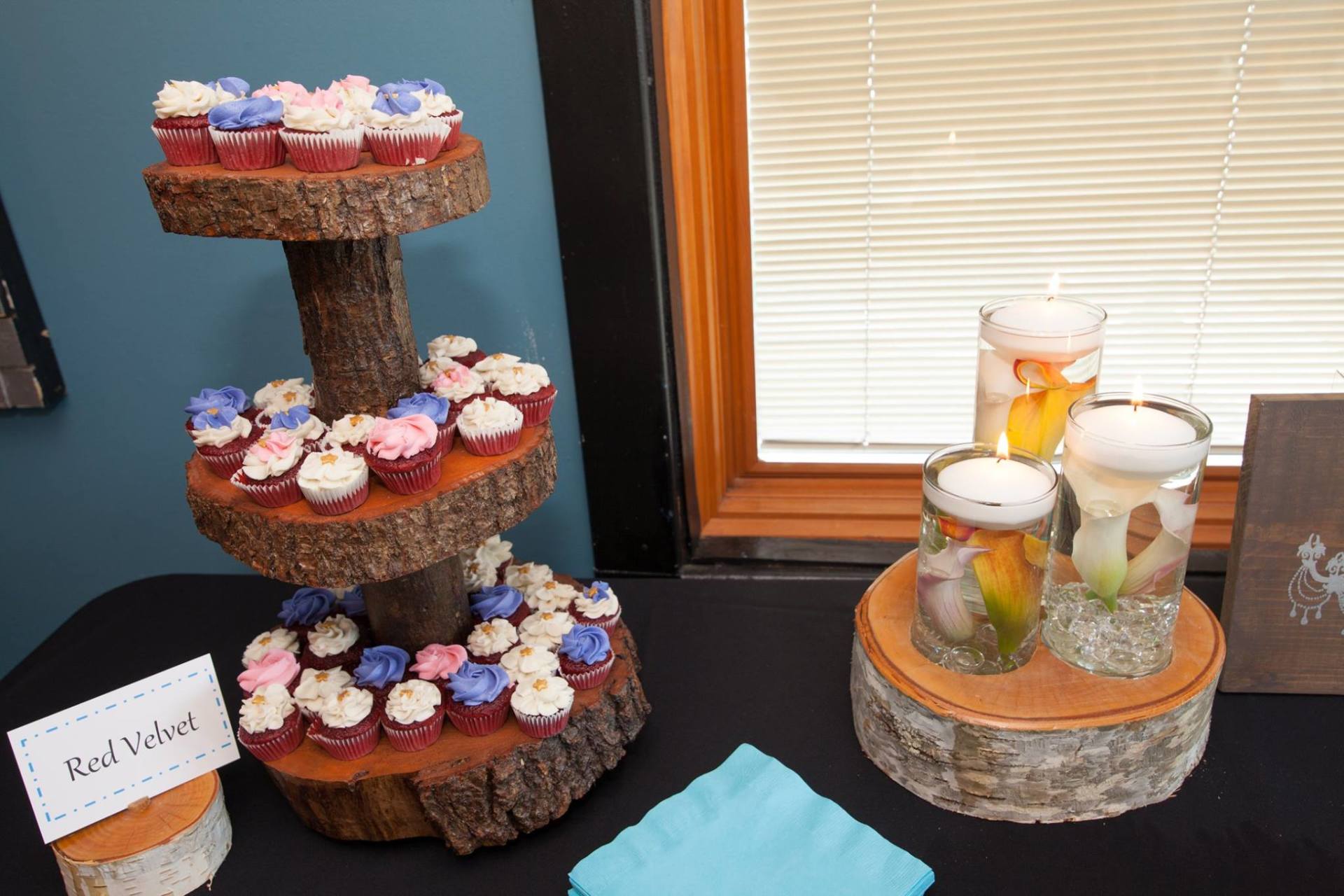 decor, rental, rustic , wood, cupcake stand , bellavueevents