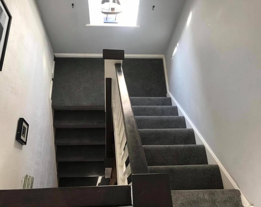 stairs, hall and landing carpet in grey, look stunning and a great idea
