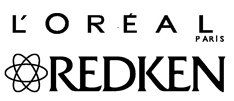 A black and white logo for l ' oreal redken.