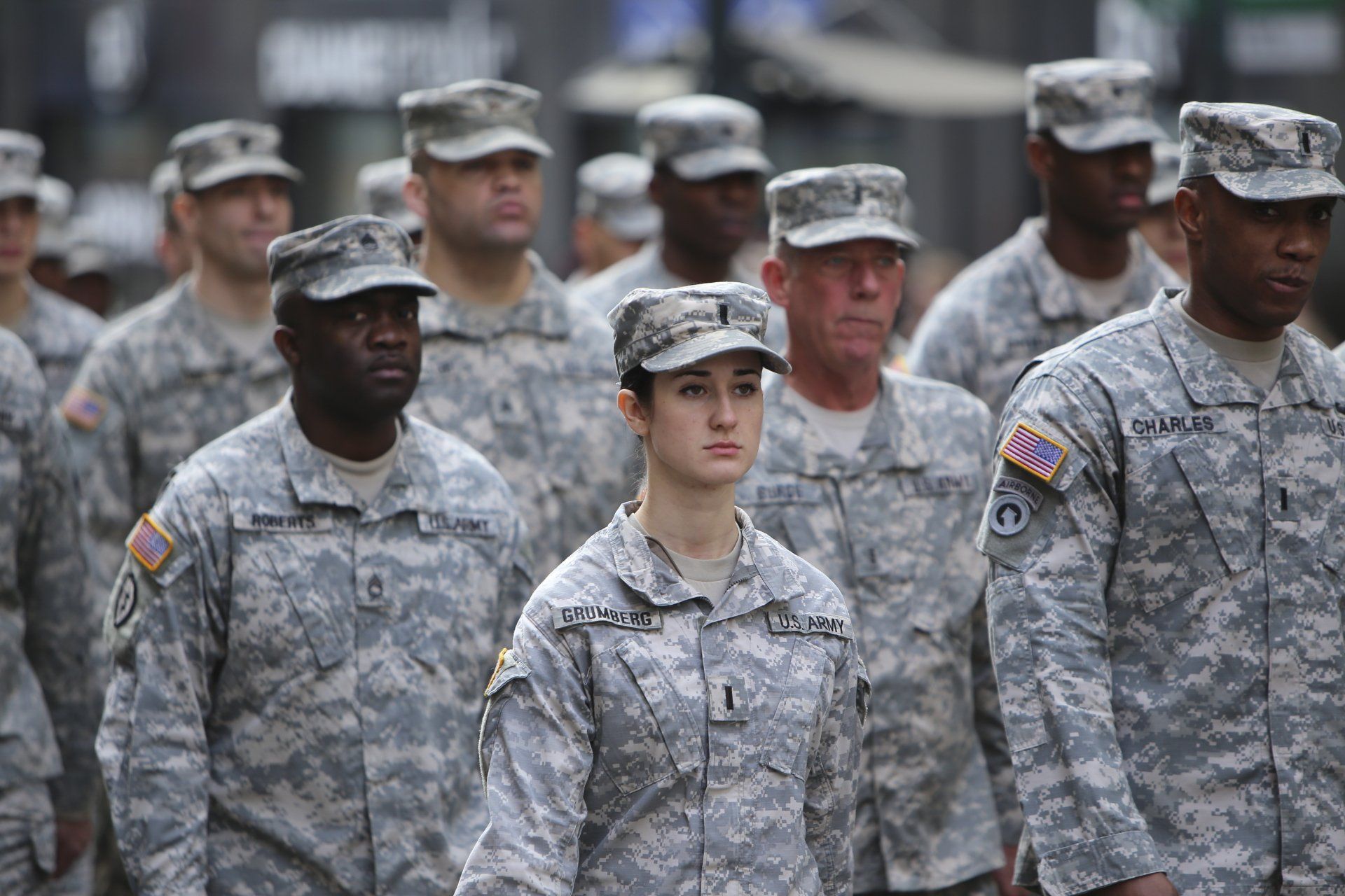 Military unit in marching formation. Military unit in marching formation.