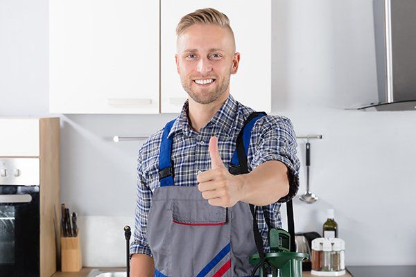 exterminator in kitchen