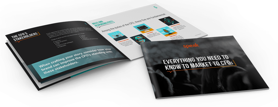 How to market to the CFO e-book A book is open to a page that says `` everything you need to know to make it happen ''.