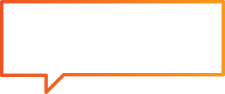 A speech bubble with an orange border on a white background.