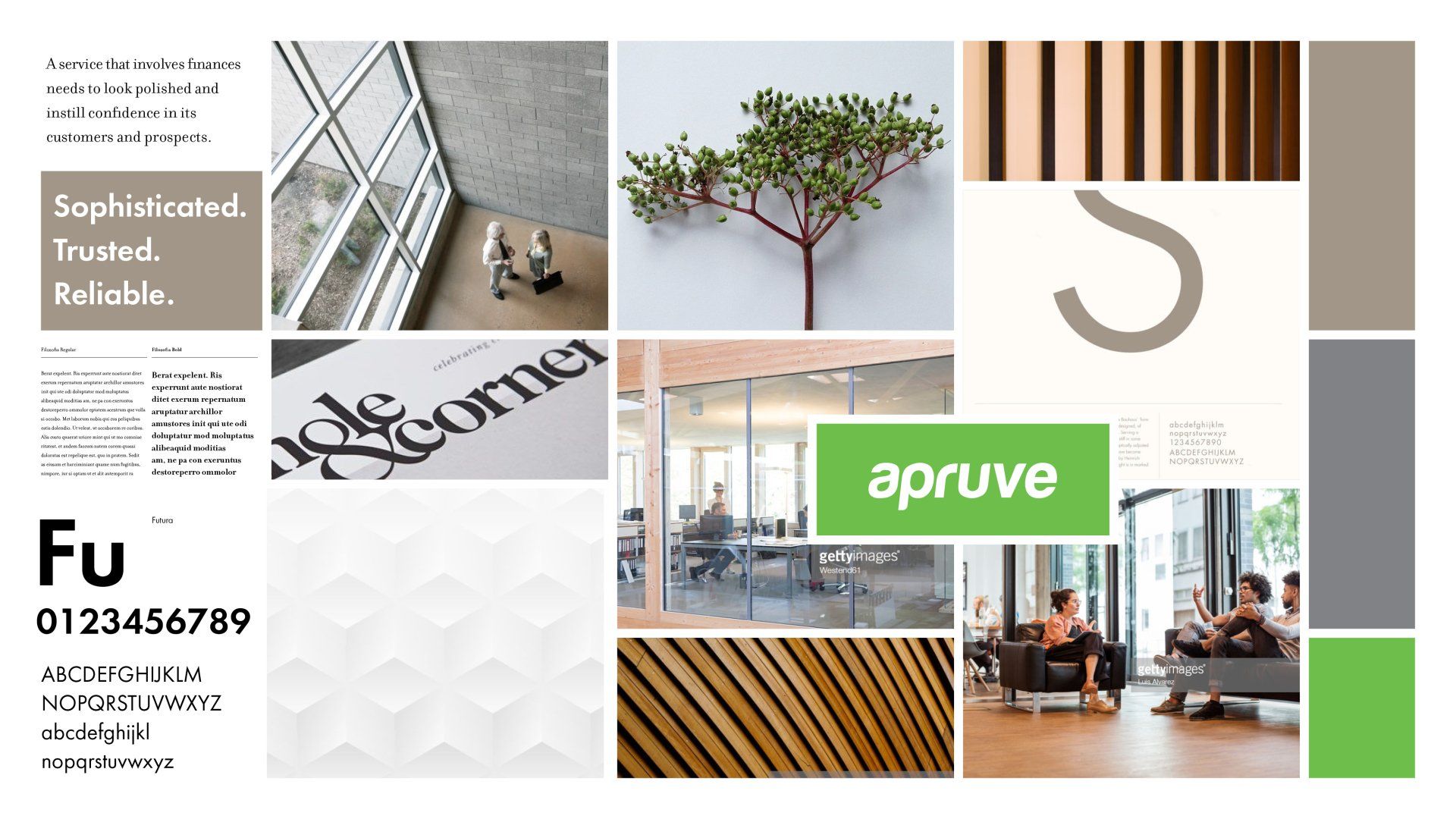 A collage of images with a green sign that says apruve