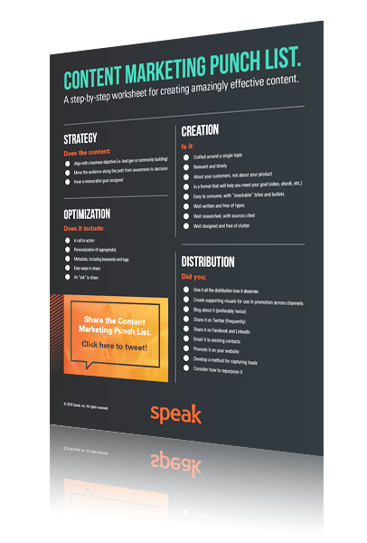 A photo of a content marketing punchlist