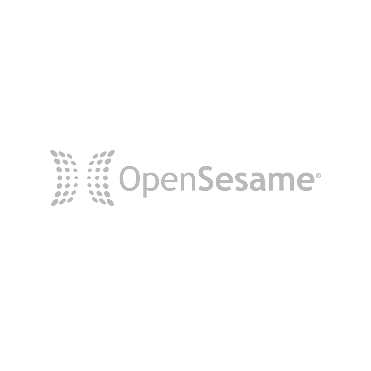 The logo for opensesame is a gray logo on a white background.
