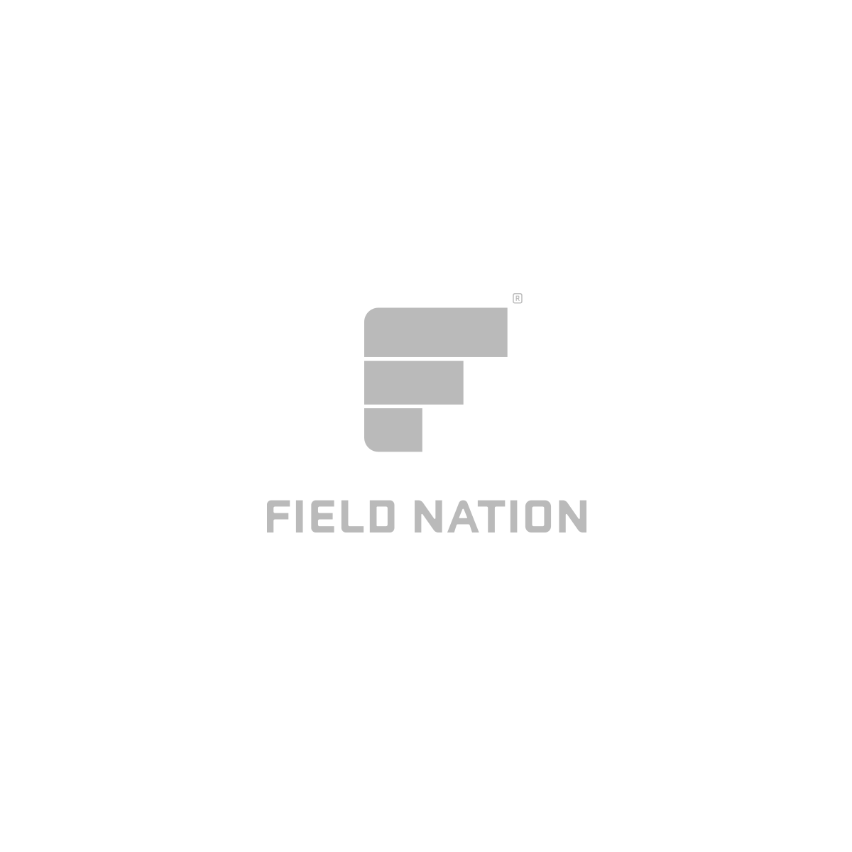 A gray logo for field nation on a white background.