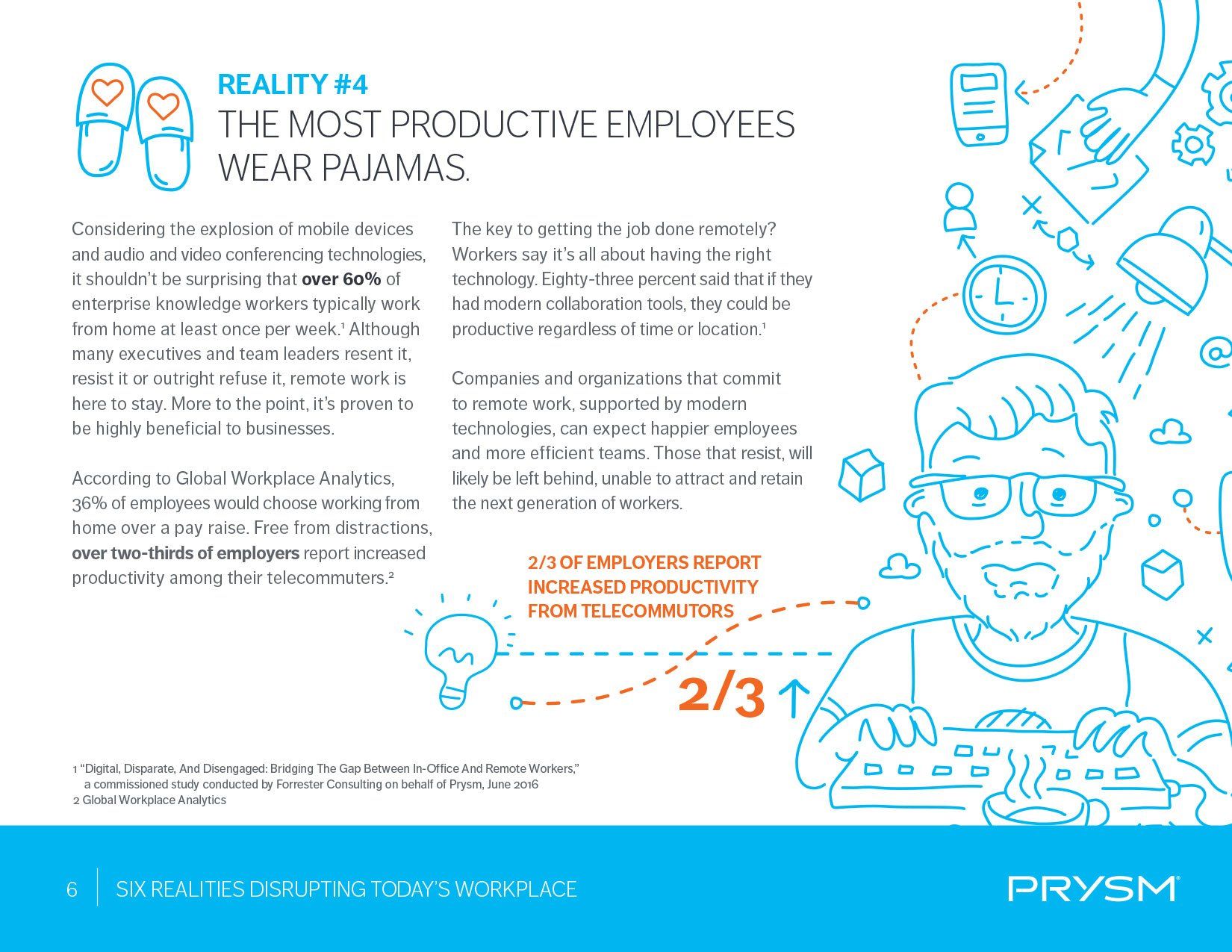 A brochure about the most productive employees wearing pajamas