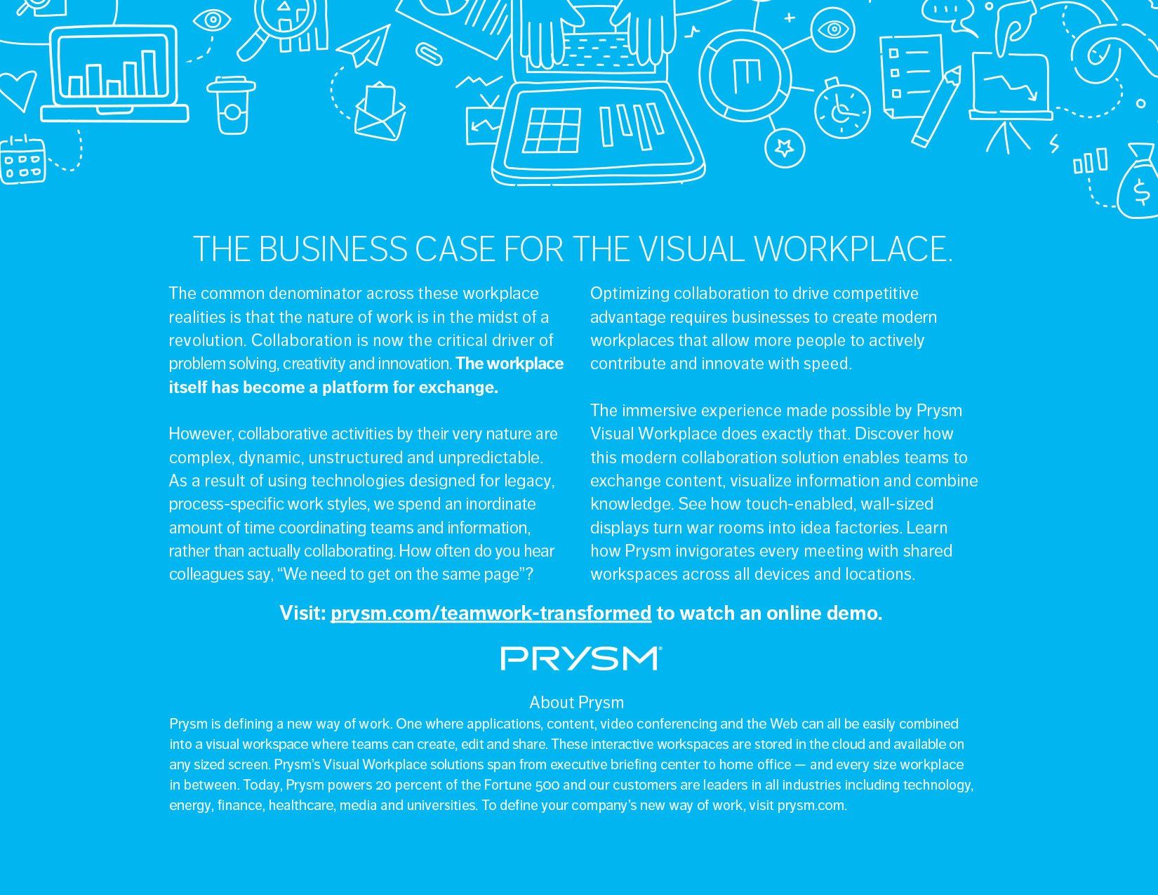 The business case for the visual workplace is shown on a blue background.