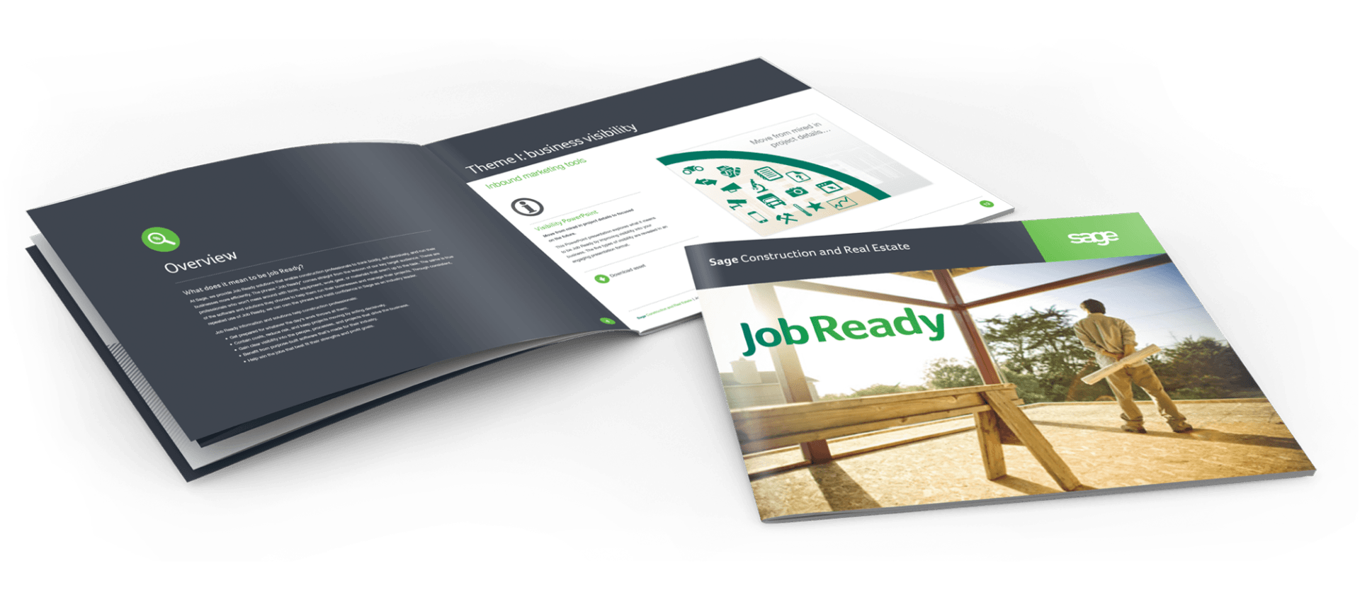 A book is open to a page that says jobs ready