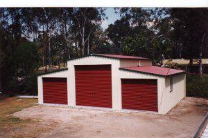 Barn with three red garage