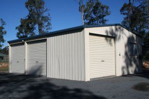 White outdoor garage barn