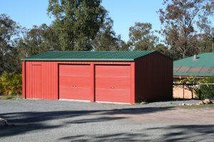 Red outdoor garage barn