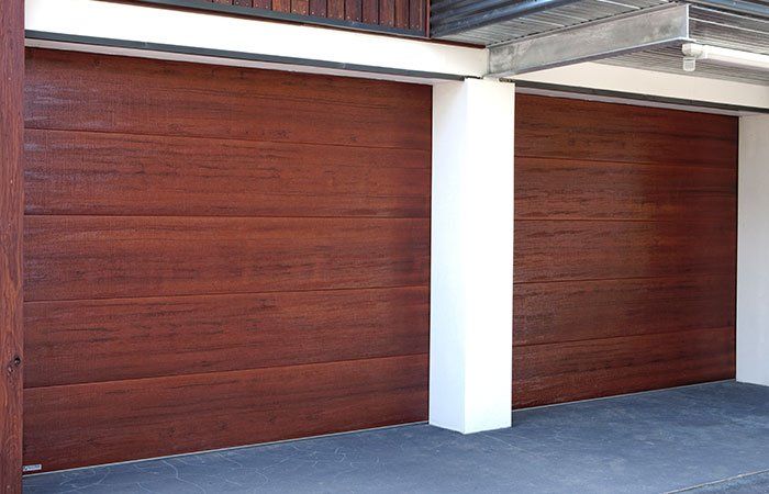 Timber look garage doors