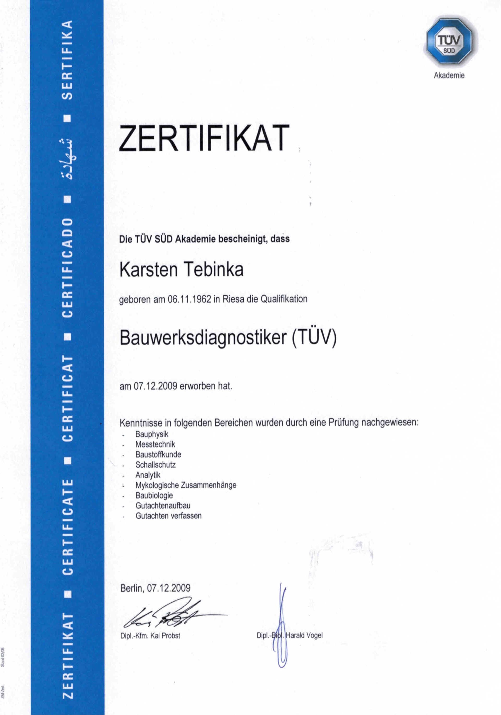 Ein Zertifikat mit der Aufschrift „Zertifikat“