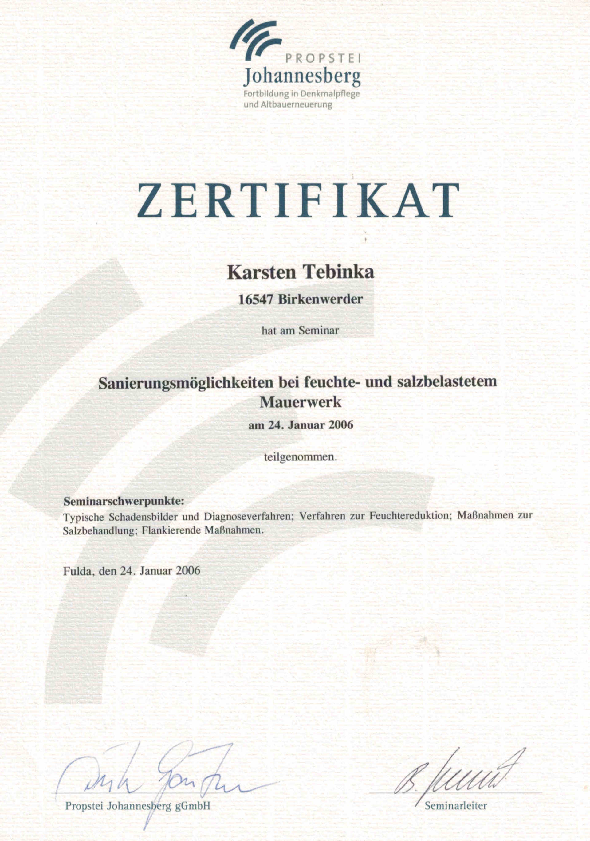 Ein Zertifikat mit einer Unterschrift darauf, auf der steht: Zertifikat