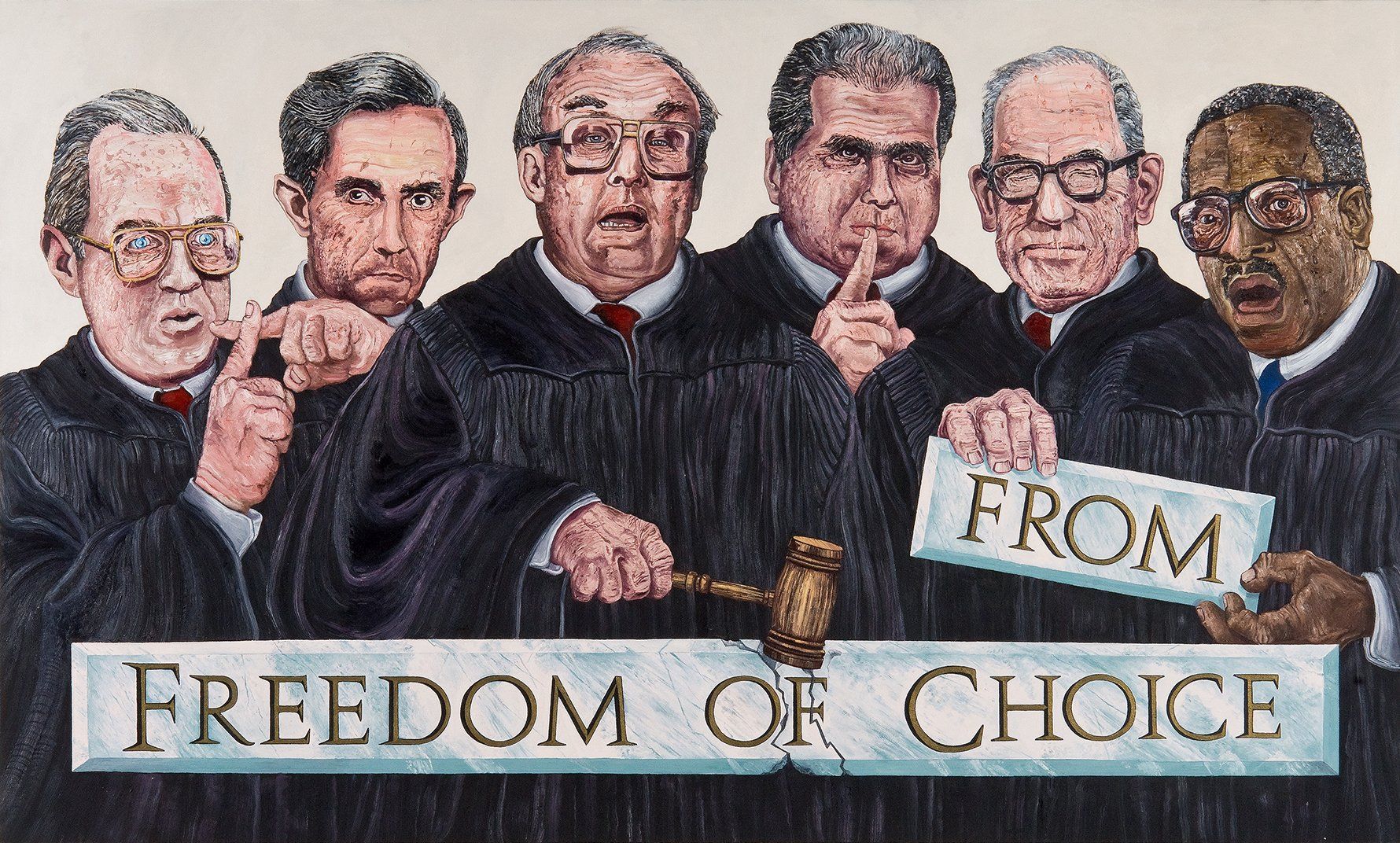 A group of judges holding a sign that says freedom of choice