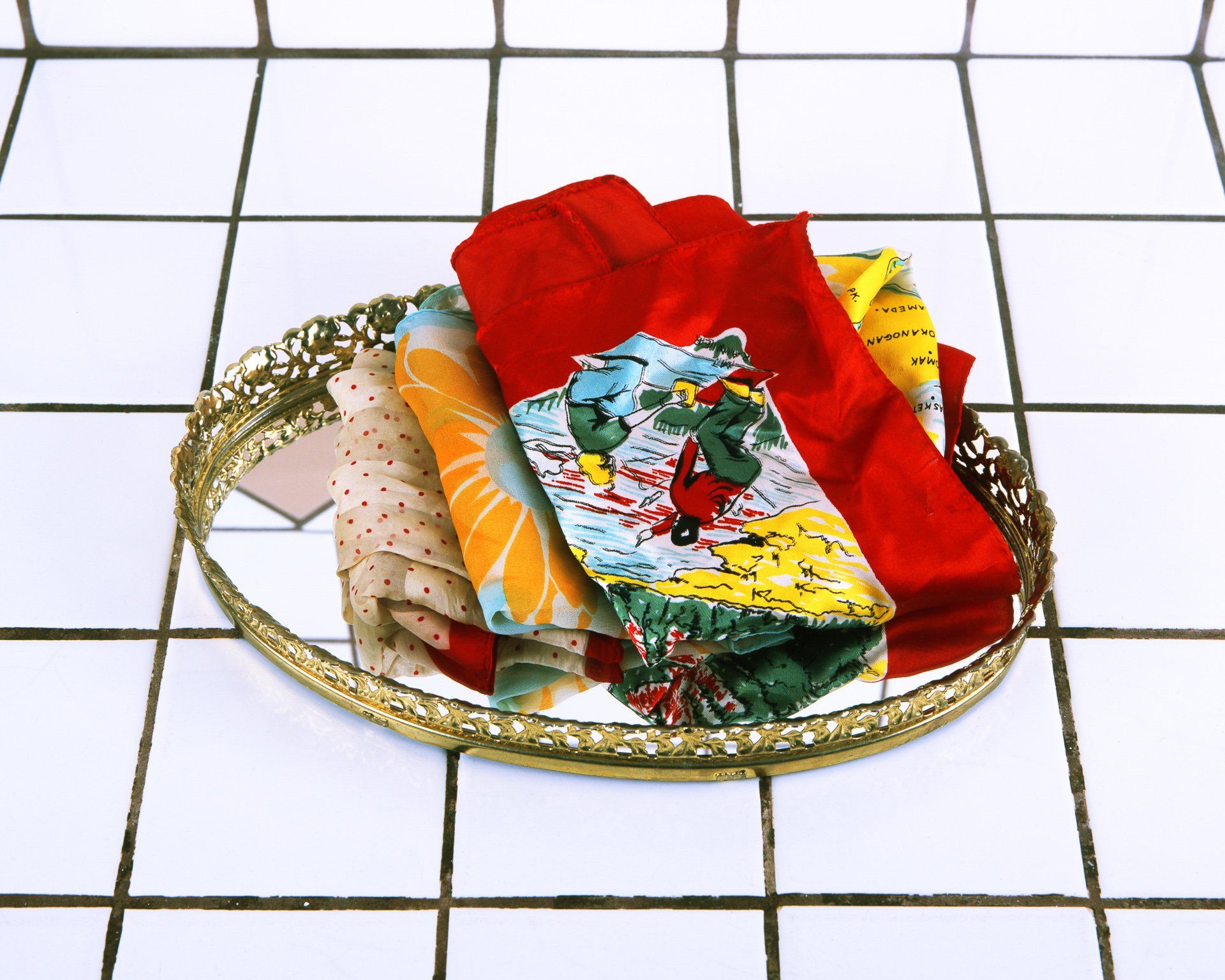 A tray with a bunch of clothes on it