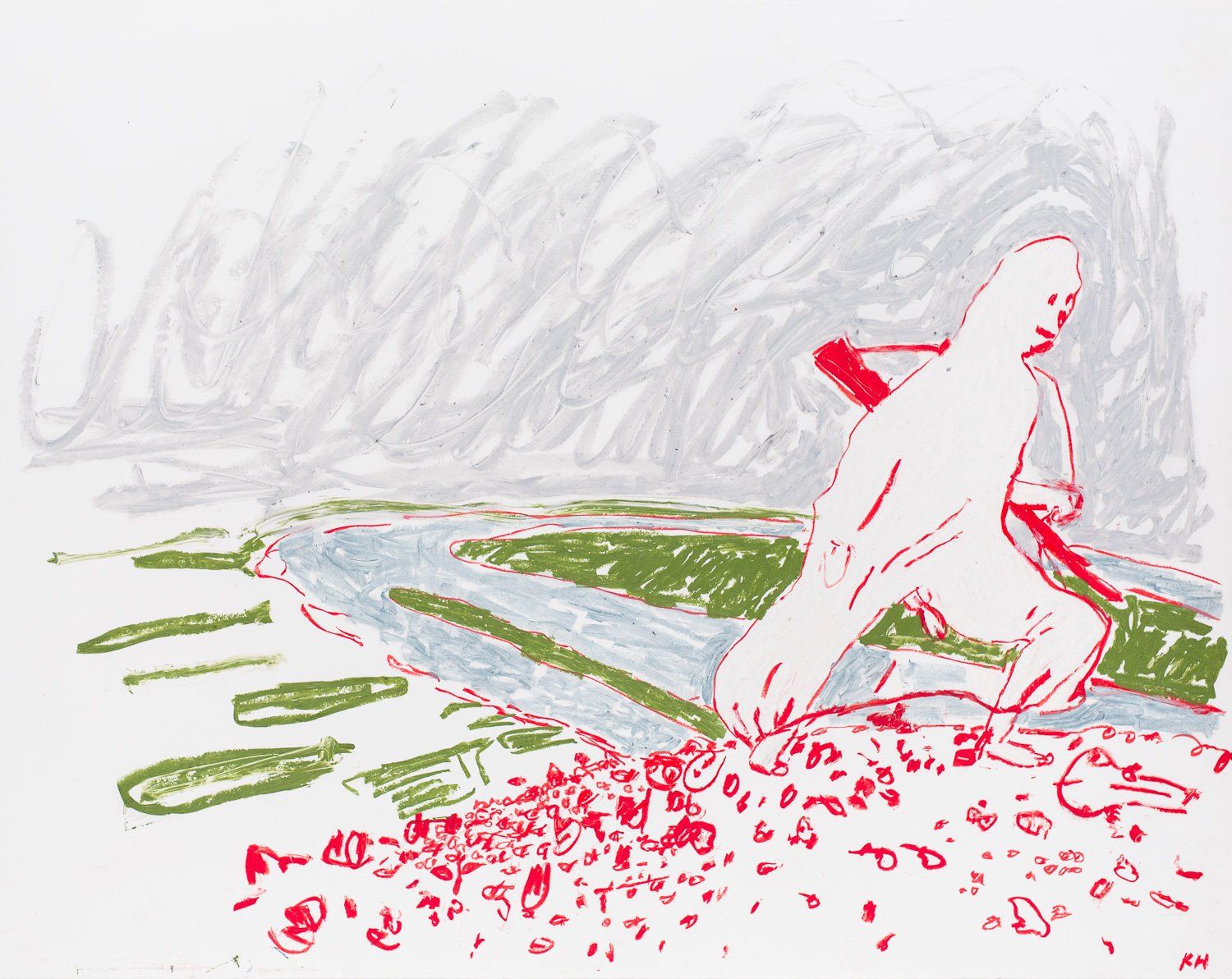A drawing of a man with a shovel in his hand