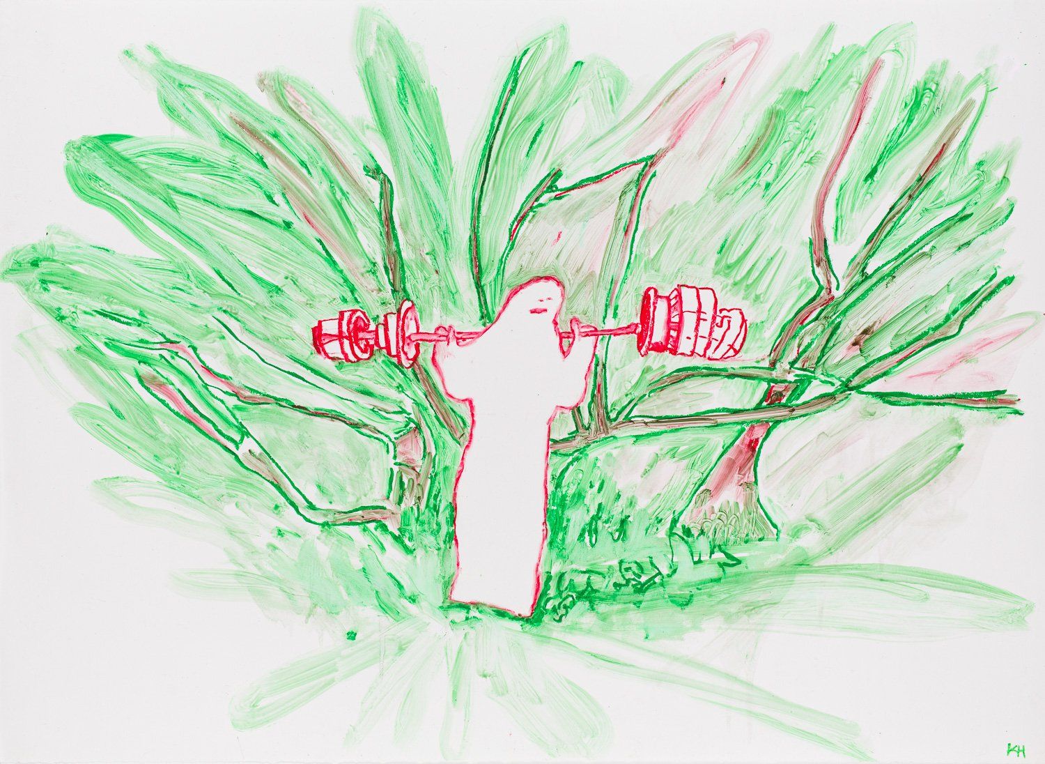 A drawing of a person holding a bottle of wine