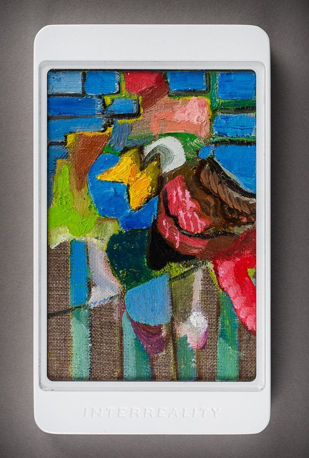 A picture of a painting on a phone that says incognito