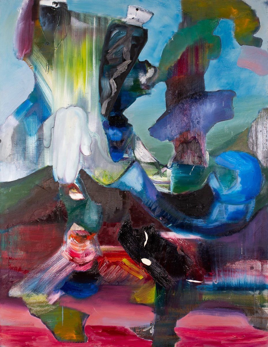 It is a painting of a waterfall with a lot of colors.