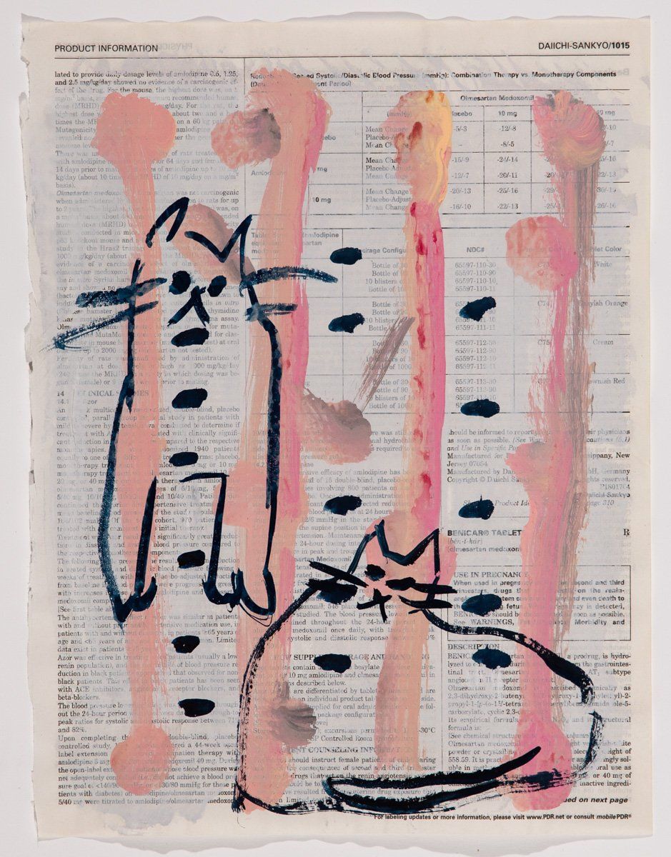 A drawing of a cat on a page of a book