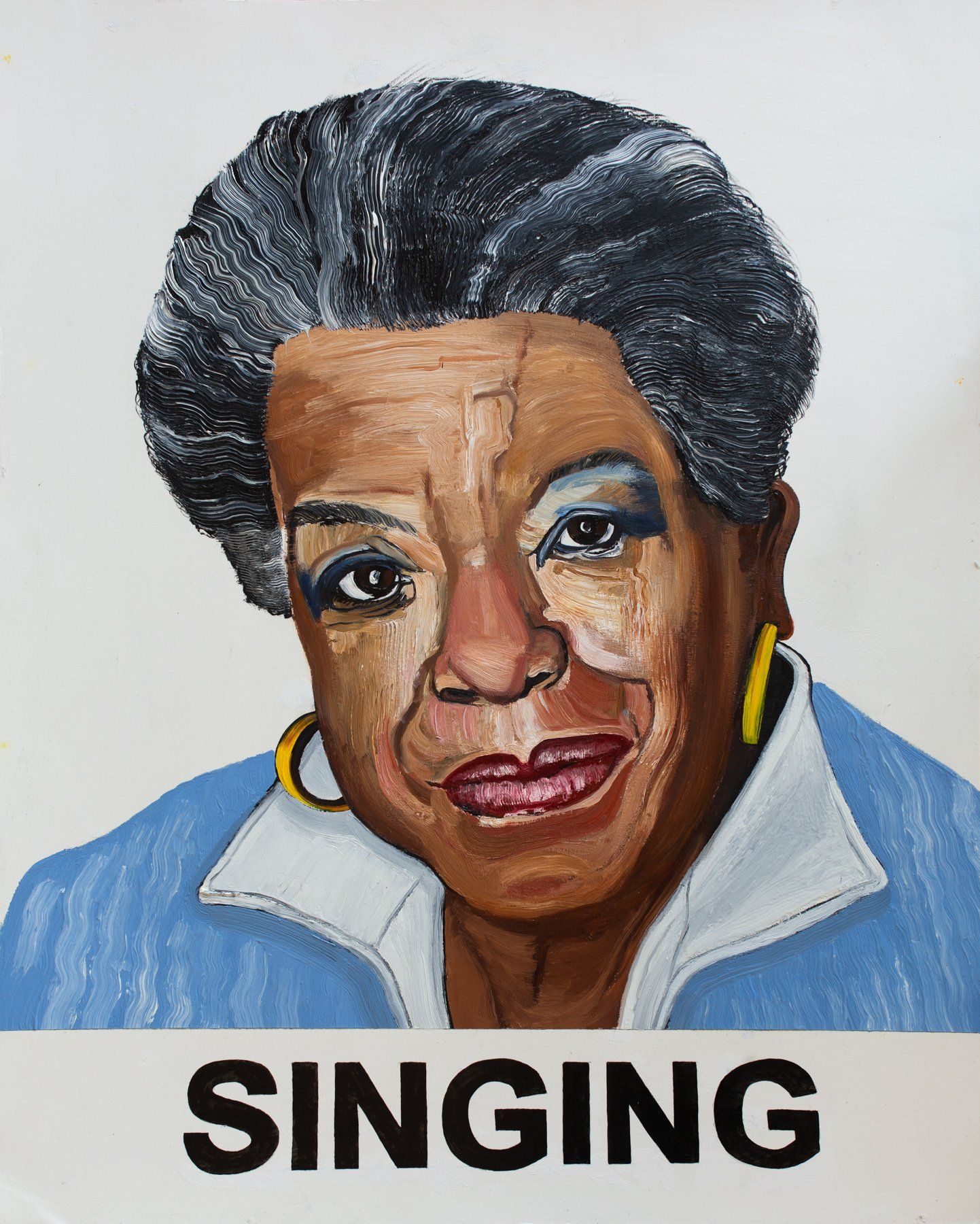 A painting of a woman with the word singing below her